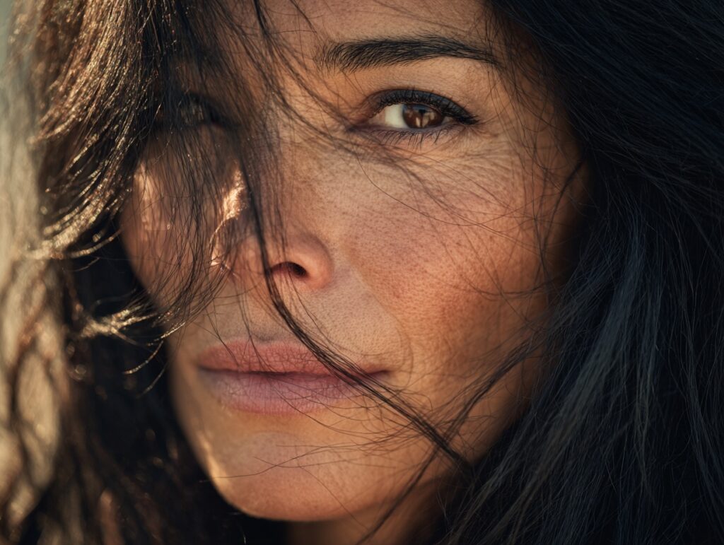 close up of woman posing for camera