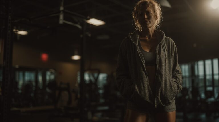 Woman in the gym contemplating hormone therapy for women