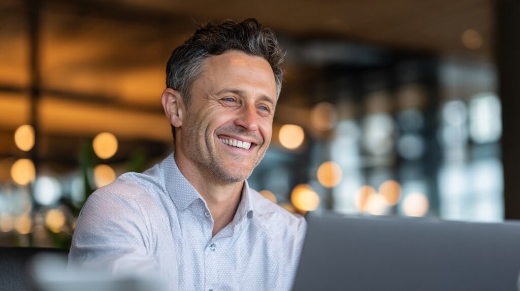 male on laptop for telehealth