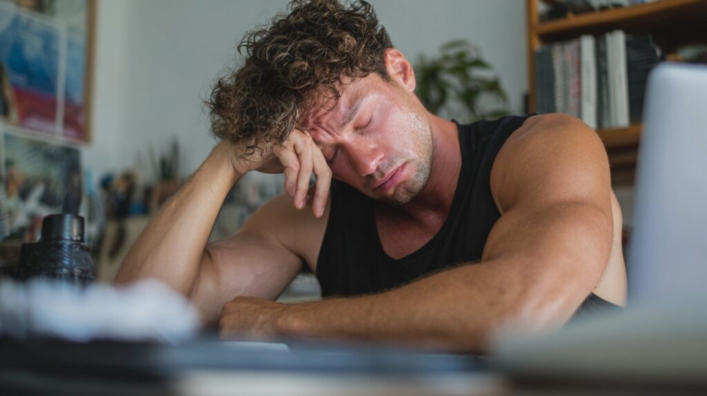 male tired on his desk low trt