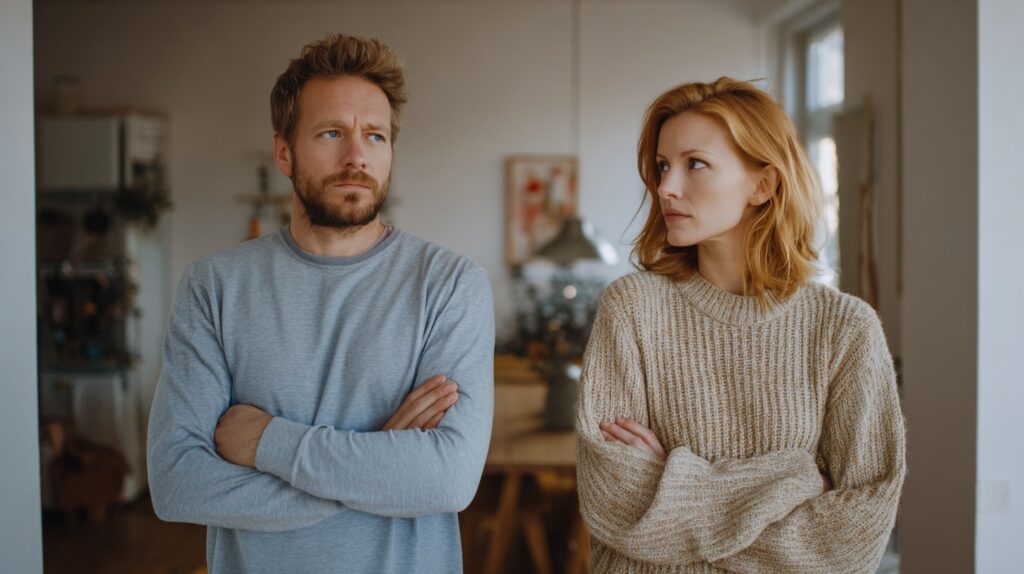 man and wife disappointed with one another