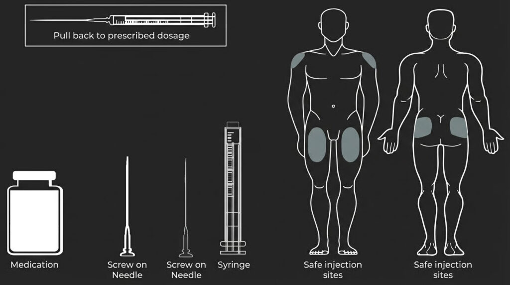 infographic showing safe injection trt sites