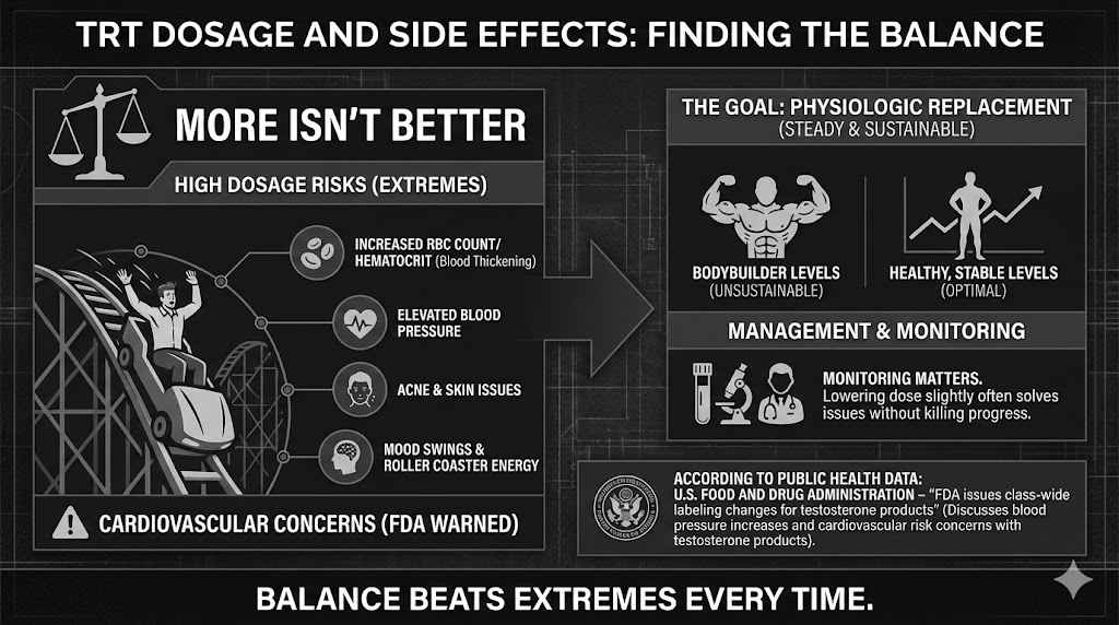 infographic for trt dosage and side effects