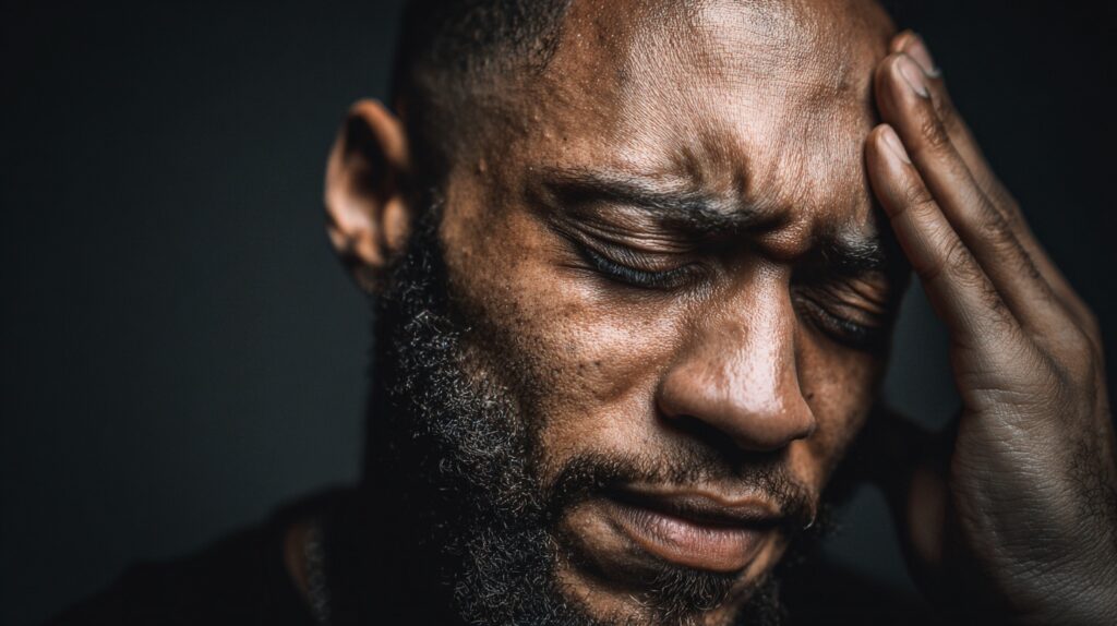 Male experiencing stress and performance anxiety