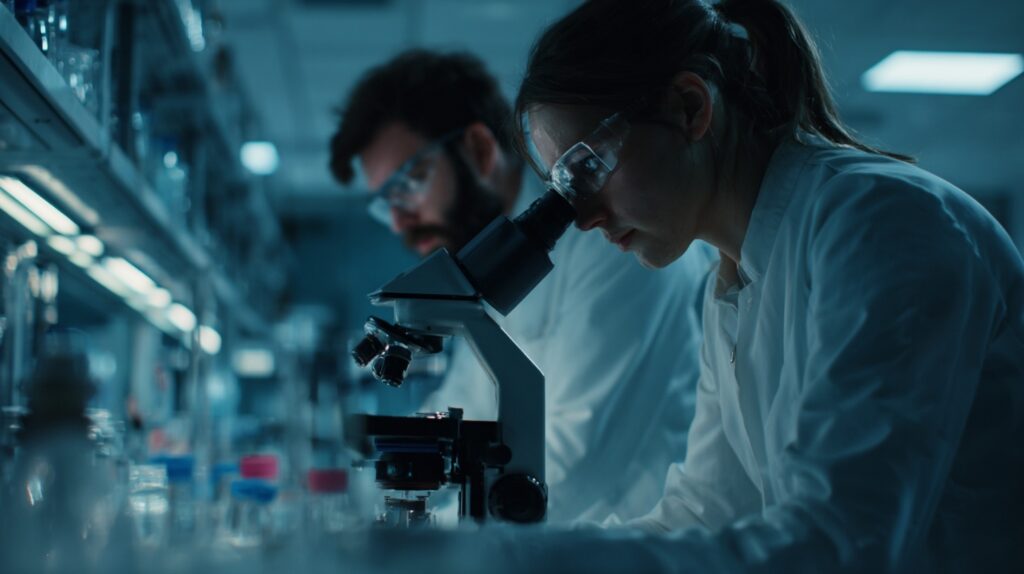Two researchers studying semaglutide effects