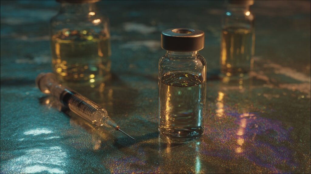 TRT dosing protocol syringe and testosterone vial