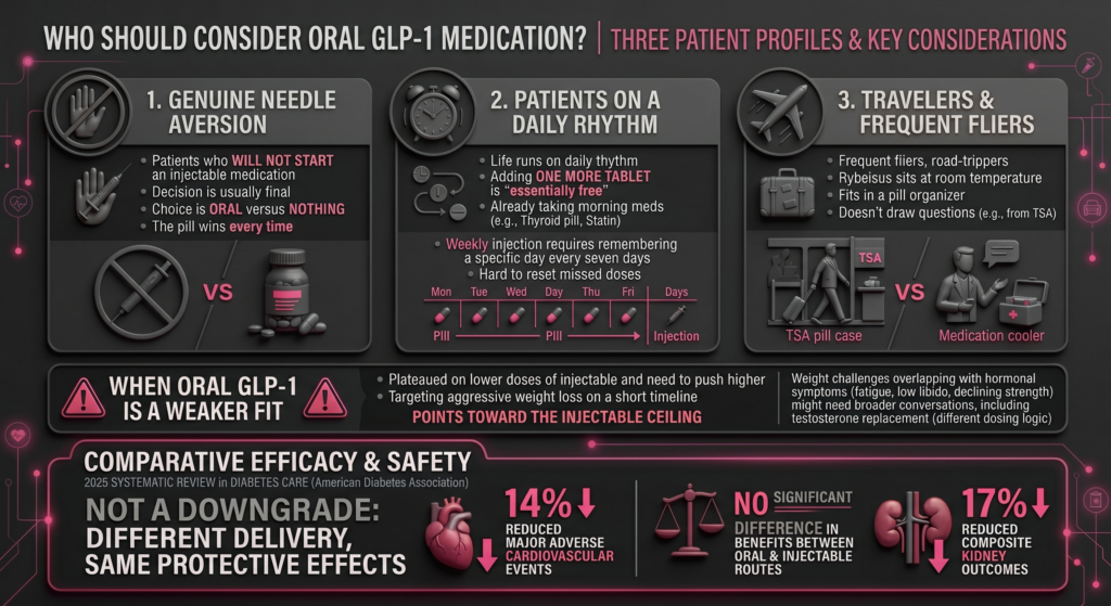 Who should consider oral GLP-1 medication infographic