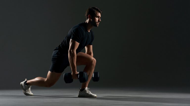 Man doing weighted lunges to show trt, is not just about taking an injection, a lifestyle must be changed.